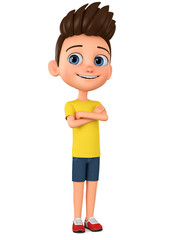 The guy crossed his arms over his chest against a white background. 3d render illustration.