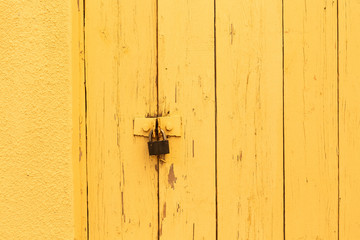 vintage wooden gate retro padlock bright color