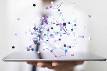 Abstract digital network connection grey background