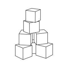 Outline block building tower for coloring book. Blank bricks for your own design, vector illustration on white background.