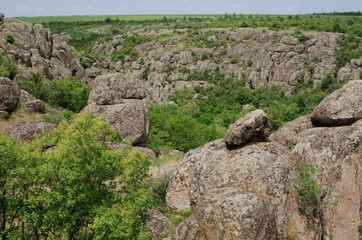 Aktove canyon  Voznesenskiy region of Mykolaiv Oblast of Ukraine .  landscape park Granite-steppe lands of Buh.  Natural Wonders of Ukraine 