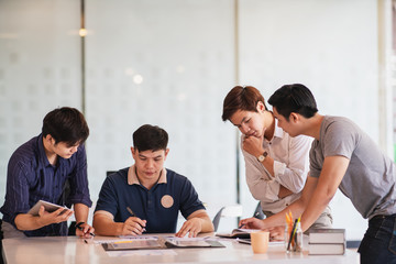 Startup concept, Team of young business meeting on office workplace.