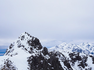 冬の宝剣岳と空木岳、南駒ヶ岳