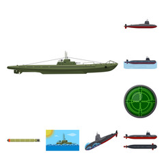 Isolated object of boat and navy icon. Set of boat and deep   vector icon for stock.