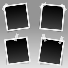 Set of realistic square photo frames with shadow pin on sticky tape