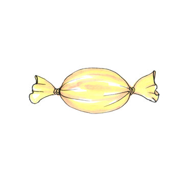 illustration of candy yellow on white background