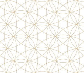 Modern simple geometric vector seamless pattern gold line texture on white background. Light abstract wallpaper, bright tile ornament