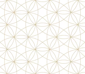 Behang Goud geometrisch abstract Moderne eenvoudige geometrische vector naadloze patroon gouden lijn textuur op witte achtergrond. Licht abstract behang, helder tegelornament