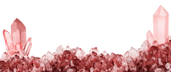 isolated small and large ruby crystals strip
