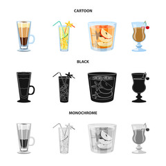 Vector illustration of liquor and restaurant logo. Set of liquor and ingredient stock vector illustration.