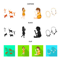 Vector illustration of evolution and neolithic logo. Collection of evolution and primeval stock vector illustration.