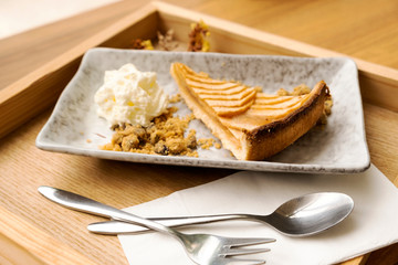 Apple tart on a wooden table