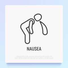 Nausea thin line icon. Modern vector illustration of vomiting.