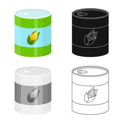 Vector illustration of corn and can icon. Collection of corn and goods stock symbol for web.
