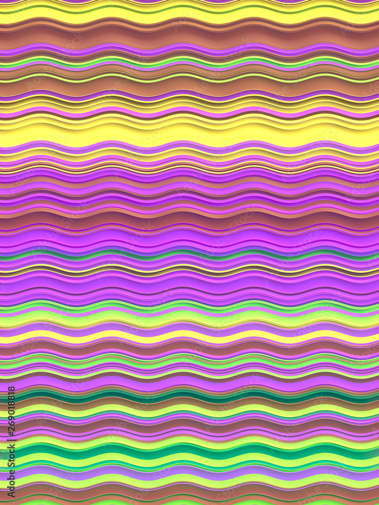 Aufkleber Colored Wavy Background. Dynamic Effect. Design Template. Modern Pattern. 3d rendering
