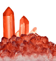 brightred ruby large crystals isolated on white