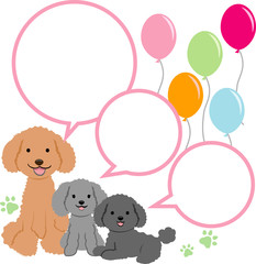 三匹のトイプードルとふきだし