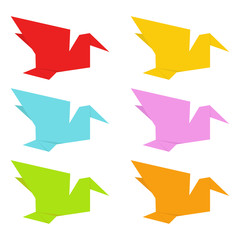 Origami. Paper birds and birds set in origami style. Set of Multi colored paper birds. Vector illustration. EPS 10.