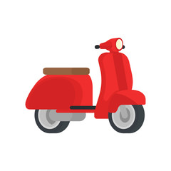 Scooter. Scooter red. Icon of scooter. Retro scooter. Vector illustration. EPS 10.