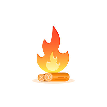 Campfire icon, vector isolated cartoon colorful illustration