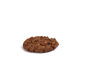 Cookies granola with chocolate and hazelnuts isolated on white background.