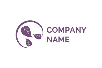 Company name, simple logo design element, purple leaves isolated on white, emblem or branding. Flat design style of stamp, creative modern idea vector