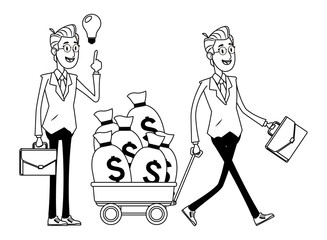 businessmen with briefcase black and white