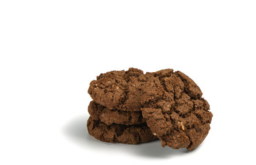 Fototapeta na wymiar Cookies granola with chocolate and hazelnuts isolated on white background.