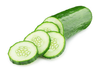 ripe cucumber isolated on white background
