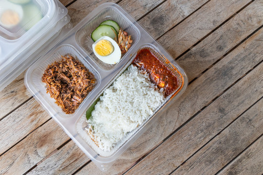 Conveniently packed delicious nasi lemak meal for take away delivery