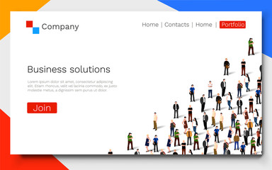 Business solutions. Teamwork and success concept. Landing page concept.