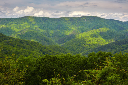 Mountain scenery along the Blue Ridge Parkway northeast of Buena Vista, Virginia
