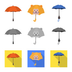 Vector design of protection and closed icon. Set of protection and rainy vector icon for stock.