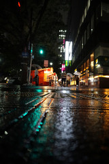 traffic at rainy night