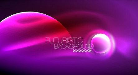 Vector glowing neon circles abstract background
