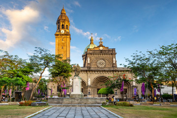 Facade of Manila Cathedral, Manila, Philippines - obrazy, fototapety, plakaty