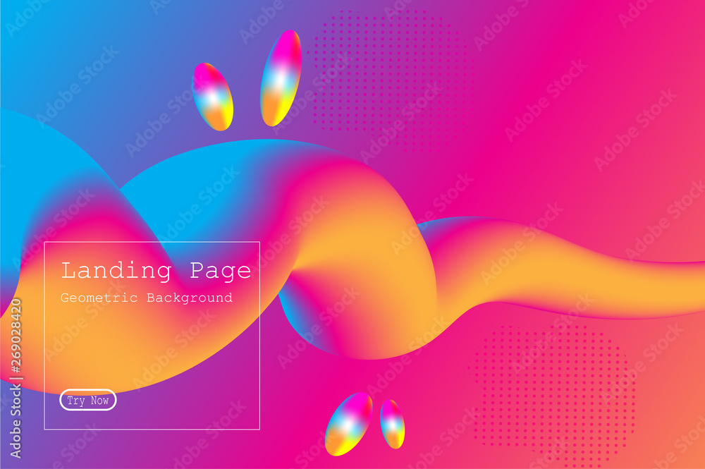 Poster memphis abstract colorful background design with fluid gradient shapes composition illustration vect