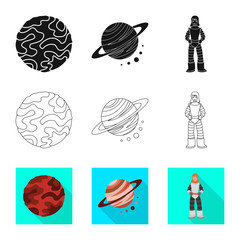 Isolated object of astronomy and technology  symbol. Set of astronomy and sky stock vector illustration.