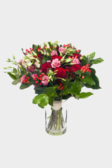 Beautiful bouquet with red roses close up