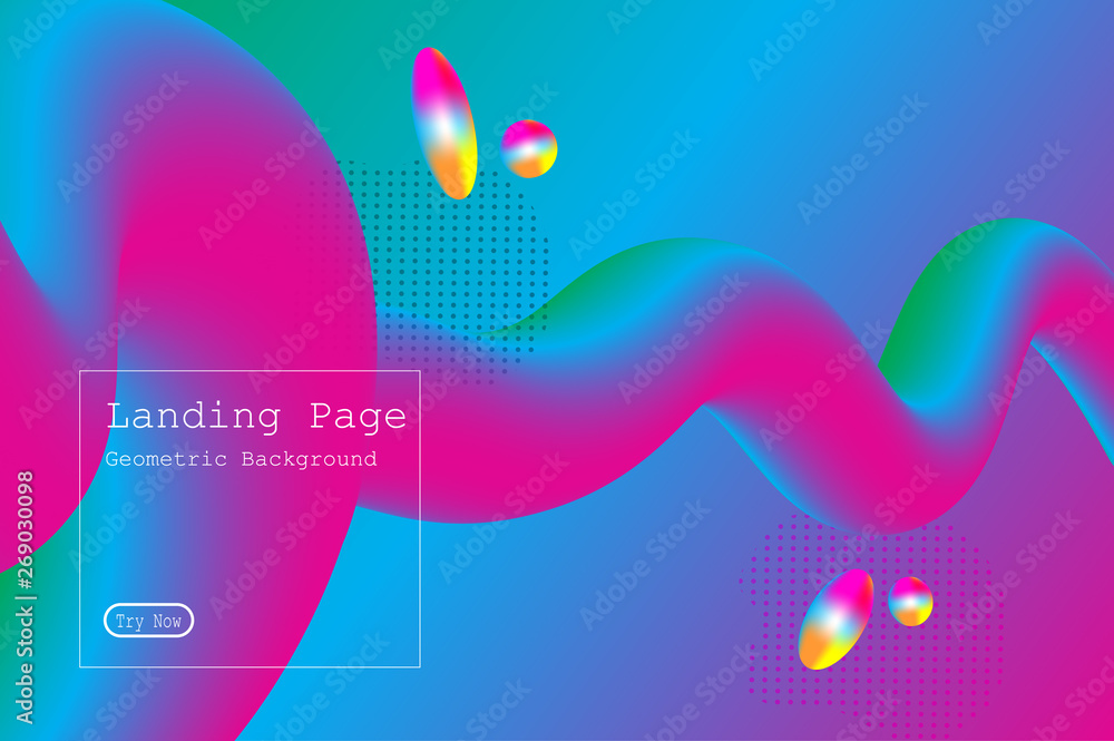 Poster memphis abstract colorful background design with fluid gradient shapes composition illustration vect