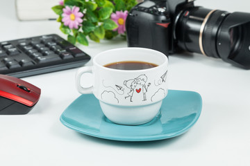 Office, Business objects  on white desk - selective focus