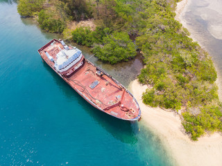 Shipwreck on Caribbean Island Cay