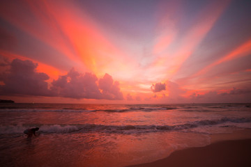 Fototapeta na wymiar Sunset on the beach at Thailand 