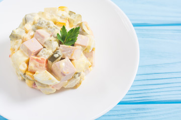 Traditional Mayonnaise Russian salad olivier