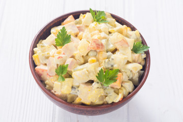 Traditional Mayonnaise Russian salad olivier