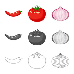 Isolated object of taste and product icon. Collection of taste and cooking stock symbol for web.