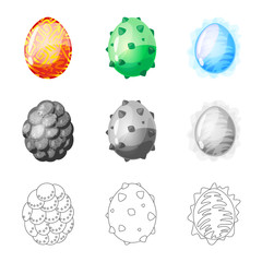 Vector illustration of animal and prehistoric logo. Set of animal and cute  stock symbol for web.