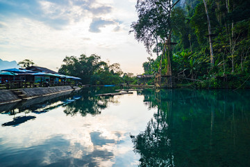 famous blue lagoon in the hot day