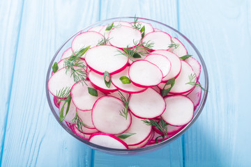 Healthy vegetarian radish salad