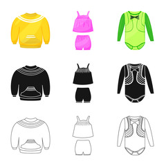 Isolated object of fashion and garment sign. Collection of fashion and cotton stock symbol for web.